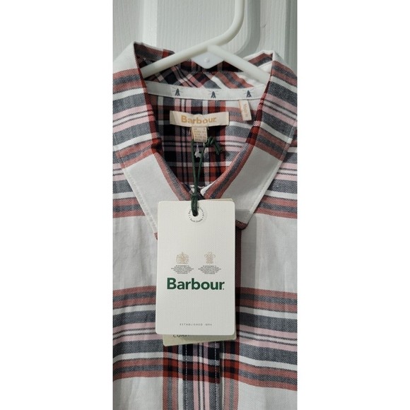 Barbour Bethwin Shirt In Cloud Check White Red Pink Size US 4 New - Picture 5 of 8